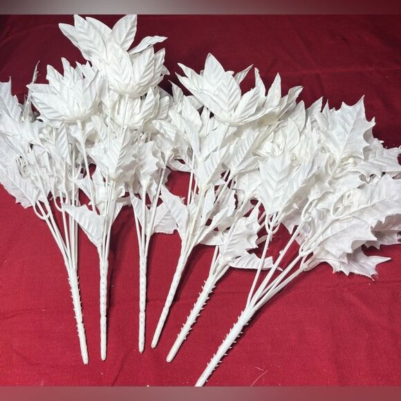 ☃️❄️☃️ White Poinsettia Floral 13.5” Picks Christmas Tree Wreath Decorations EPC - Picture 8 of 8
